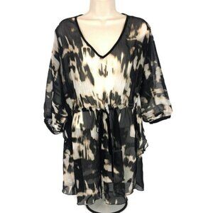 Daniel Rainn Women's S Small Blouse Tunic Top Drawstring Waist Dolman Sleeves